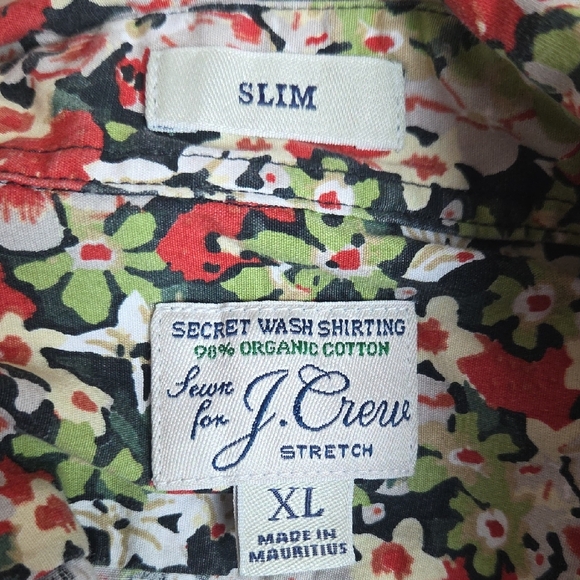J. Crew Secret Wash Poplin Floral Print Stretch Button Down Shirt Size XL - Picture 8 of 13